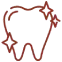 Simple line drawing of a goat in reddish-brown outline style.